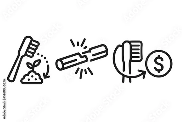 Fototapeta The brush-eco icons combine the head, handle, arrow, and coin into one symbol