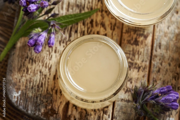 Fototapeta Comfrey root ointment made with rendered pork lard