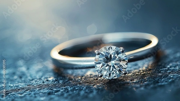 Obraz Elegant diamond ring on dark surface