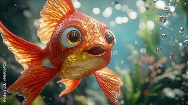 Obraz Smiling goldfish in an aquarium