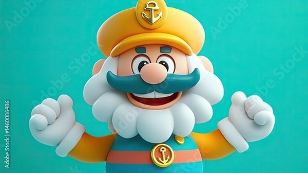 Obraz Cheerful cartoon sailor with exaggerated features
