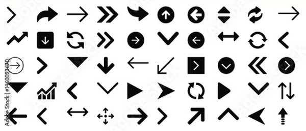 Obraz Collection of black arrow icons for web design