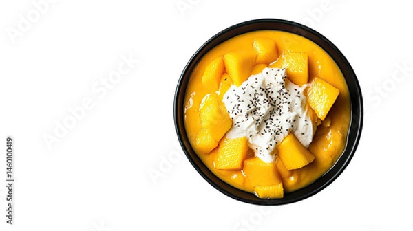 Fototapeta Delicious Mango Chia Seed Pudding with Yogurt isolated on transparent background