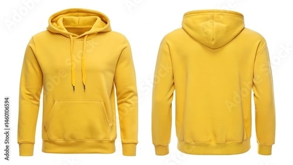 Obraz canary yellow hoodie with drawstring front and back