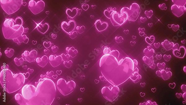 Fototapeta 周囲に散らばるハート - ピンク