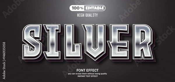 Obraz Silver text effect. Editable text effect