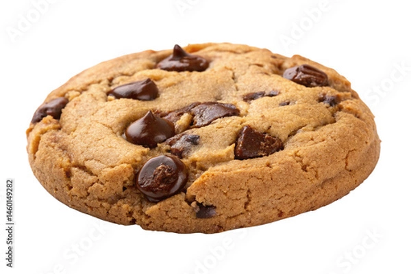 Obraz Chocolate chip cookie, isolated on transparent background - generated by ai