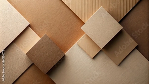 Fototapeta Abstract Geometric Pattern of Warm Beige and Brown Tones with Textural Elements