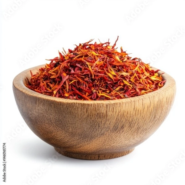 Fototapeta Dried saffron threads in a wooden bowl (1)
