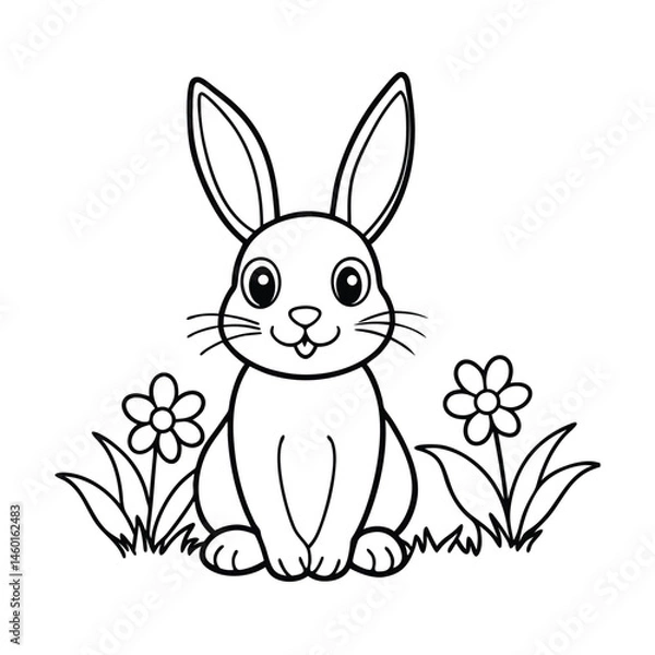 Obraz rabbit big expressive eyes line art vector silhouette