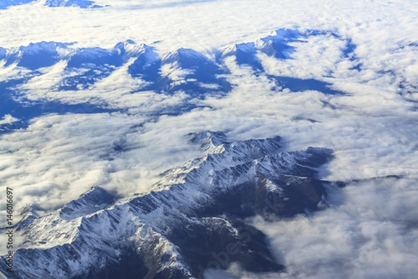 Obraz Mountain with clouds sky