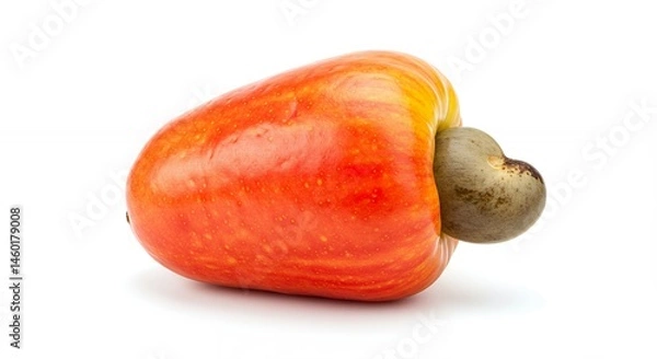 Obraz Single red cashew fruit isolated on white background