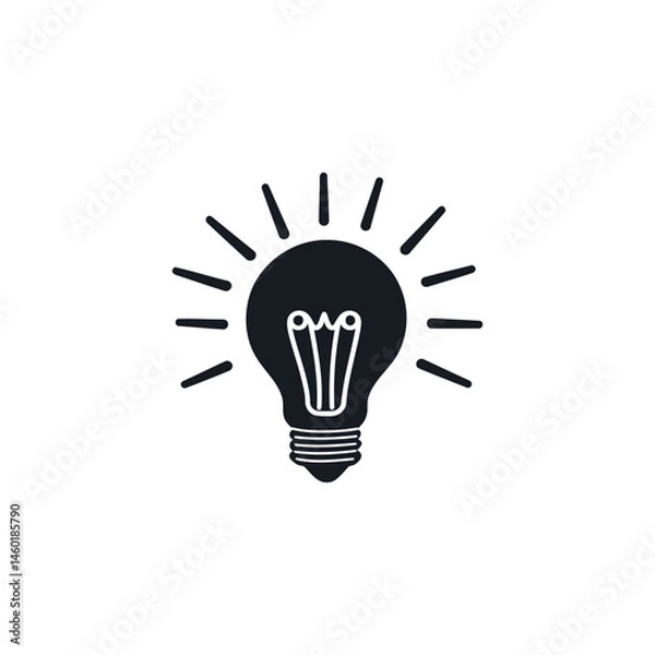 Fototapeta Creative light bulb icon with innovation and bright idea concept vector on white background