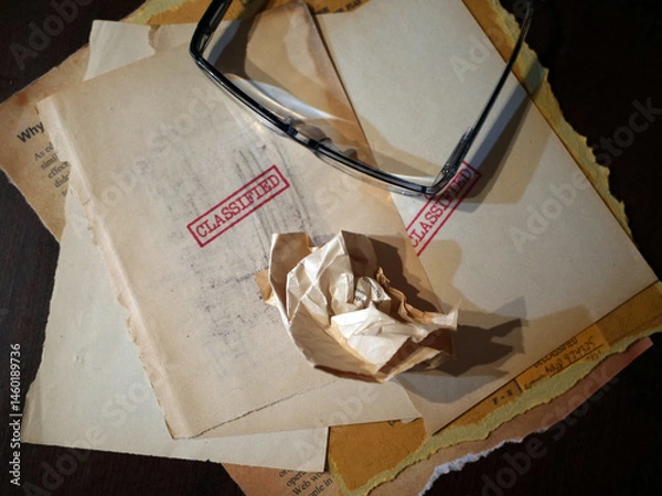 Obraz Close up of classified document papers