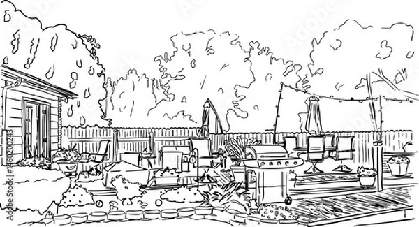 Obraz Backyard Ink Sketch