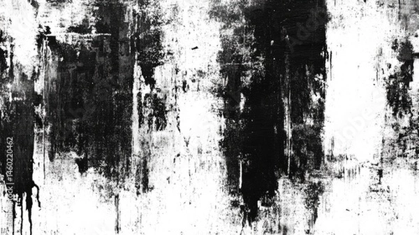 Fototapeta Abstract black and white textured surface.  Intense brushstrokes create a dynamic pattern