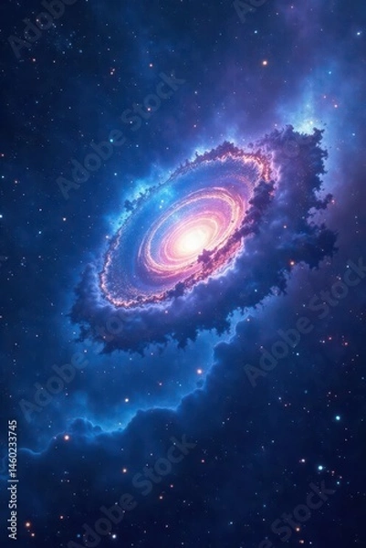 Fototapeta Swirling nebula of deep blues and indigos, textured and ethereal , subtle, contemporary, dye