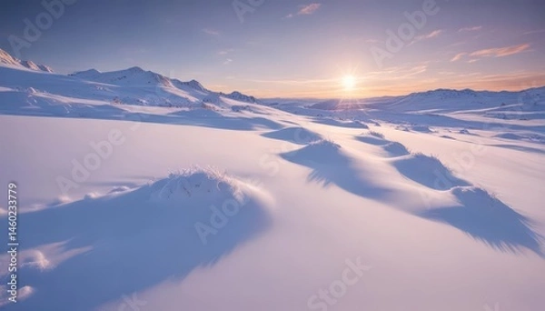 Fototapeta Untouched snowdrift, pristine winter landscape,  snowy ground,  snowy scene,  snow dune
