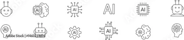 Fototapeta Artificial Intelligence line icons.
AI web icons, innovative technologies. Vector illustration.