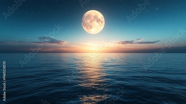 Fototapeta full moon over sea