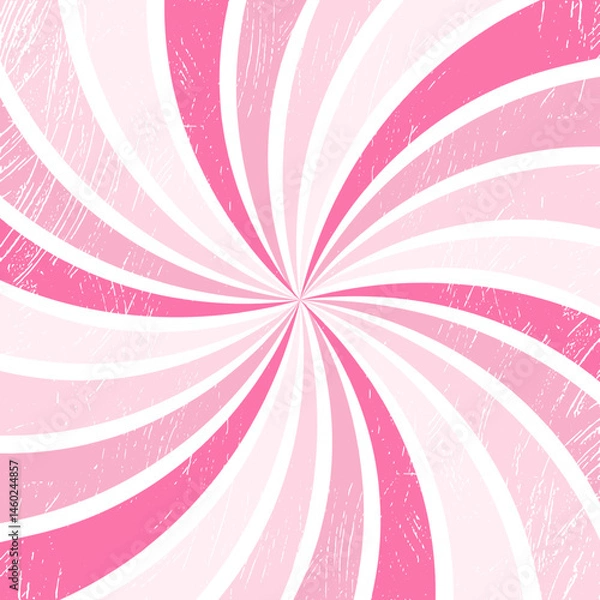 Fototapeta Pink retro swirl background with grunge texture. Fun and vintage design perfect for pop art, girly themes, or Y2K style.