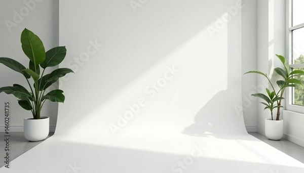 Obraz Immaculately smooth white backdrop, ideal for product display, seamless background, display, minimalist background