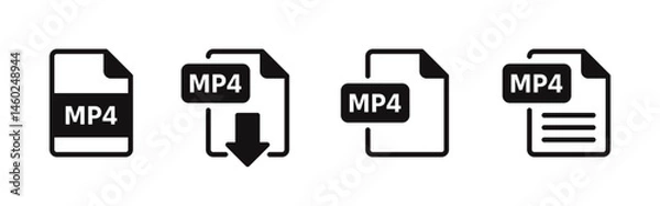 Obraz MP4 file format icons set. File symbols collection. Vector illustration.