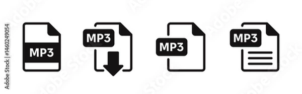 Fototapeta MP3 file format icons set. File symbols collection. Vector illustration.
