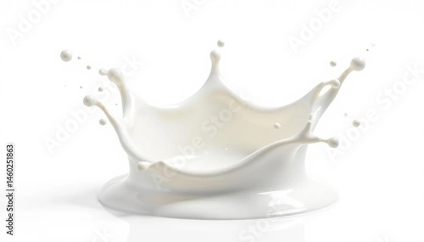 Fototapeta Isolated milk splash, crown shape, white background , pure, crown
