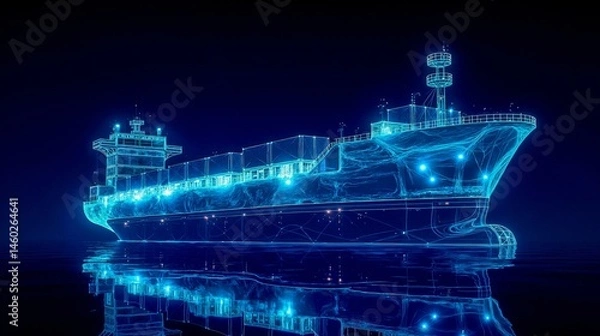 Fototapeta A large ship floating on top of a body of water