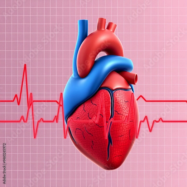 Obraz Medical illustration of atrial fibrillation with ECG abnormalities