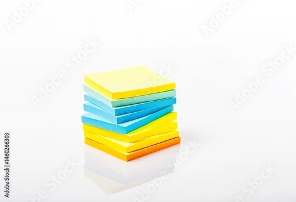 Fototapeta A stack of colorful sticky notes on a white surface.