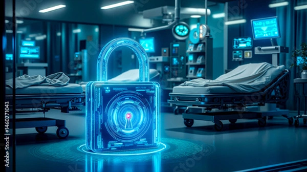 Fototapeta A hospital room with a padlock in the middle of it