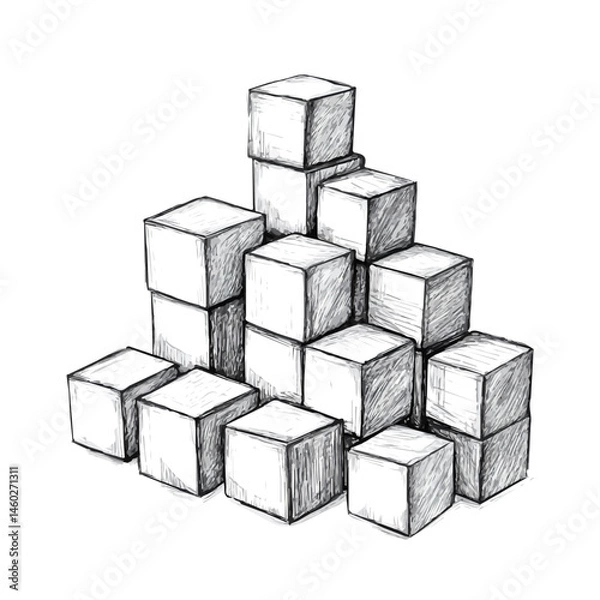 Fototapeta 2D flat vector illustration of Building Blocks, isolated on a white background.