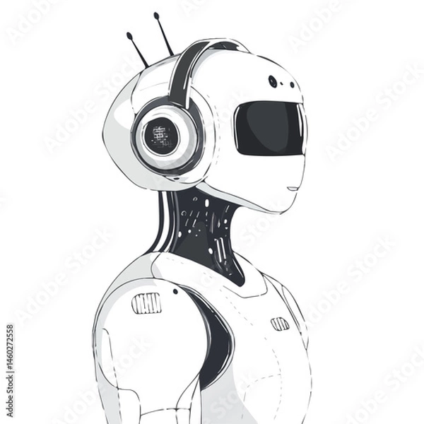 Fototapeta 2D flat vector illustration of AI Assistant Interface, isolated on a white background.