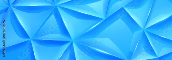 Fototapeta Abstract geometric blue vector illustration featuring interconnected polygons and triangles with smooth gradients and sharp edges, creating a futuristic and dynamic design.