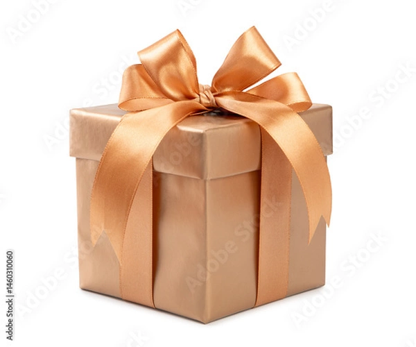 Obraz A gold box with a ribbon tied around it