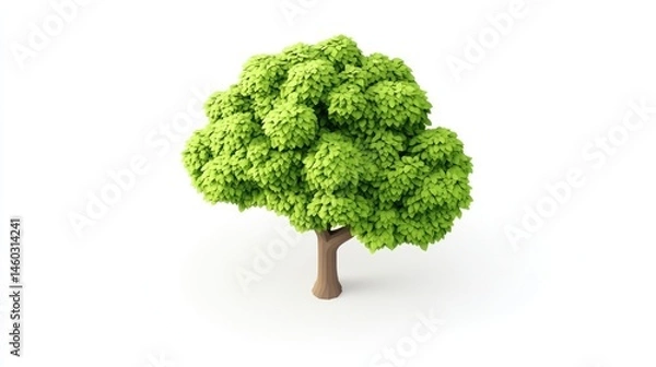 Obraz Lush green tree, isolated, white background, nature