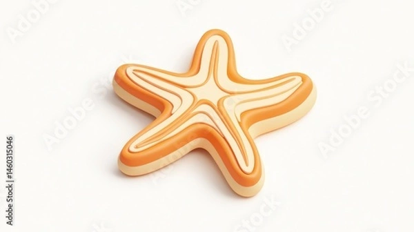 Obraz Orange starfish 3D render, summer design element, white background