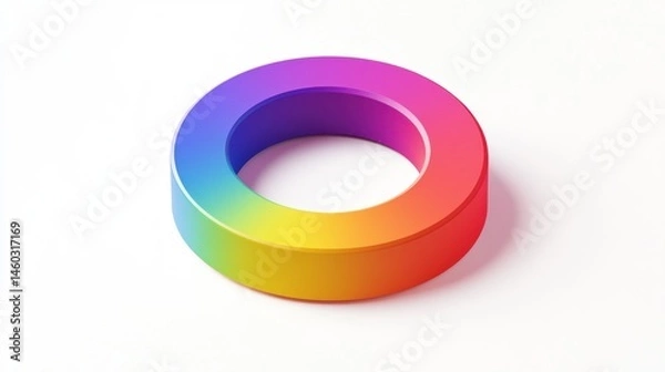 Fototapeta Rainbow torus on white background, abstract design