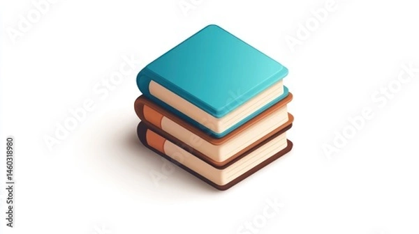 Fototapeta Stack of books, isometric view, white background, education concept