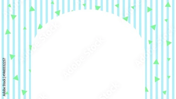Obraz 青のストライプと緑の三角の背景