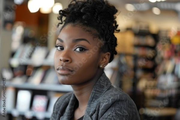 Obraz Young adult african american female retail sales associate