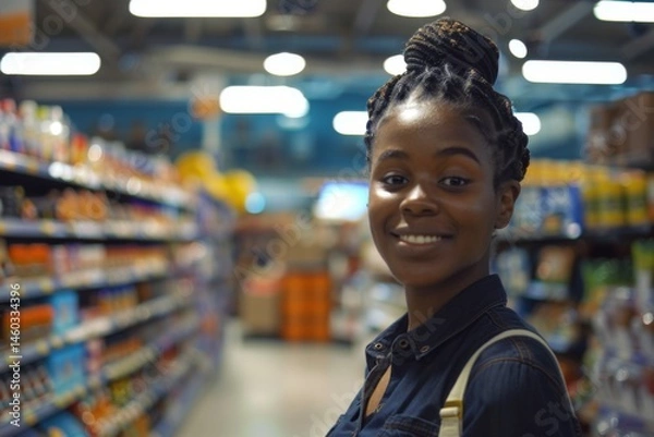 Obraz Young adult african american female retail sales associate