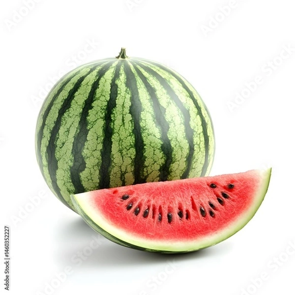 Fototapeta A fresh watermelon isolated on a white background.