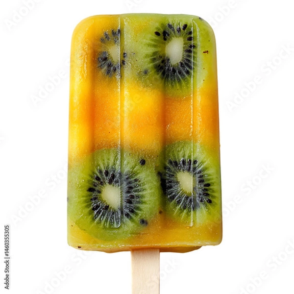 Obraz Modern Frosty Acai Mango Candy Pop with Kiwi Isolated on Transparent Background
