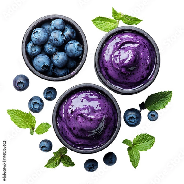 Obraz Blueberry Ice Cream Isolated on Transparent Background