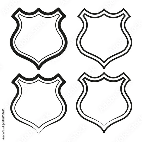 Fototapeta Shield icon shape. Security vector symbol. Blank defense badge. Simple black outline.