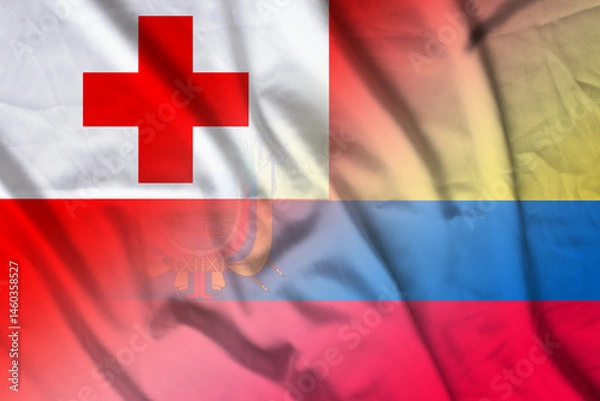 Fototapeta Tonga and Ecuador political flag transborder negotiation ECU TON