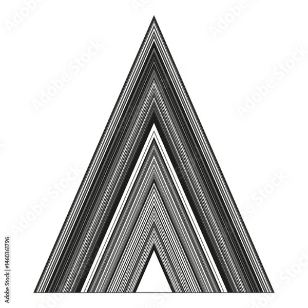 Fototapeta Striped triangle form. Geometric vector element. Black white contour. Abstract minimal shape.
